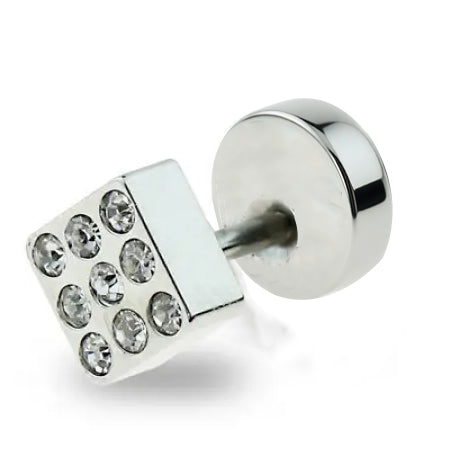 Square Crystal Stud Earring for Men