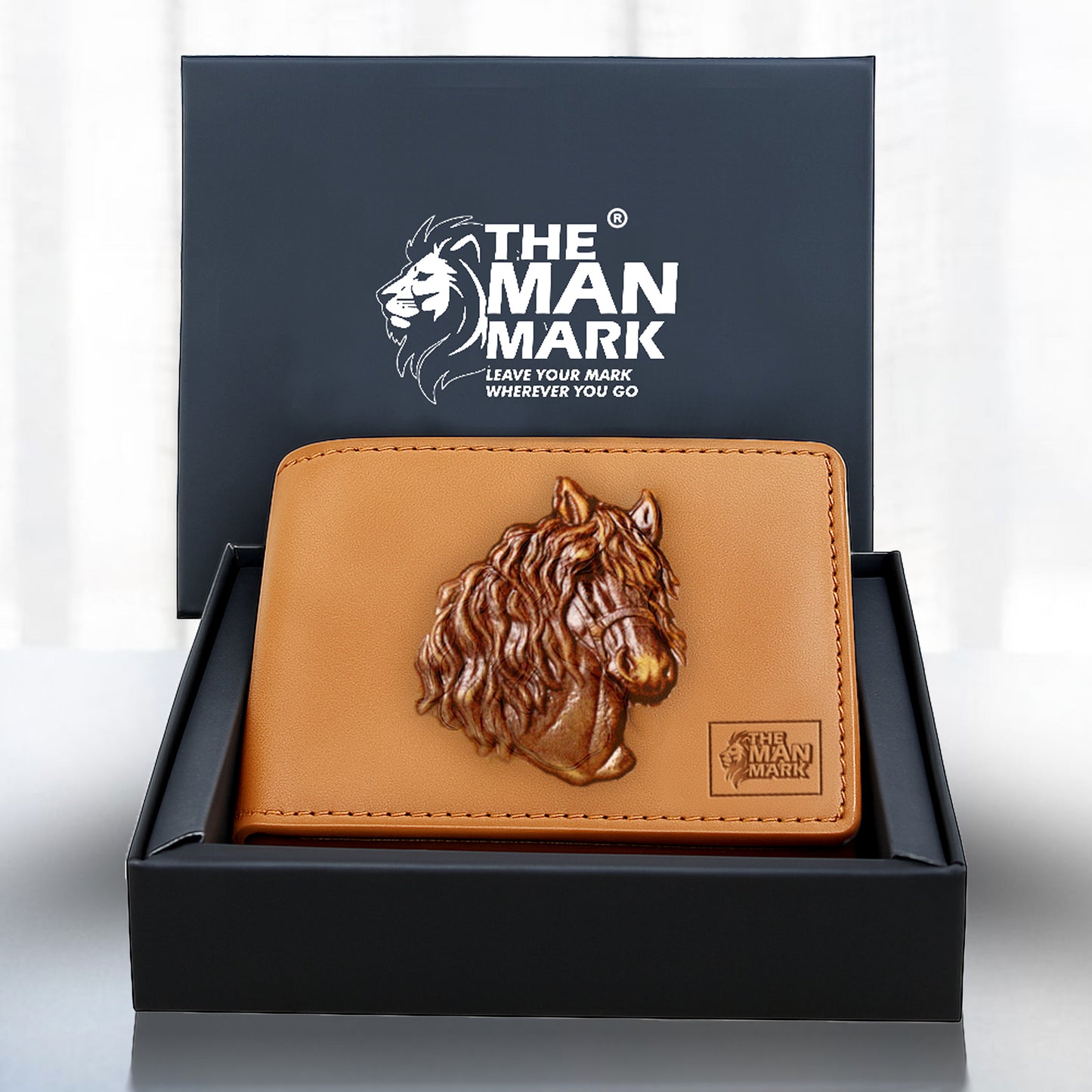 Golden Mustang Premium Leather Wallet - 4 Card Slots, 2 Currency Pockets, RFID Protection - Perfect Gift for Birthday, Valentine's Day, Father's Day, Brother's Day, Anniversary, Rakhi, Diwali etc