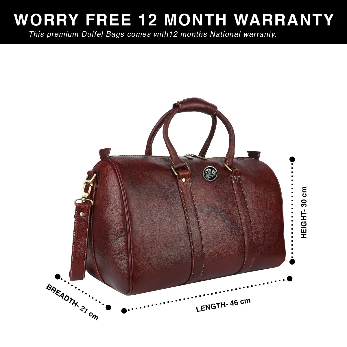 Duffle Bag for Travel - Genuine Leather Travel Bag for Luggage - Ideal Cabin Weekender Bag - Spacious, Stylish and Durable
