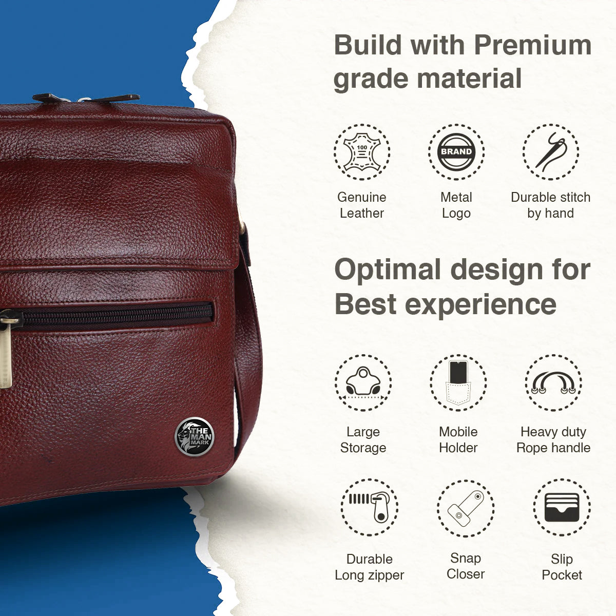 Genuine Leather Messenger Sling Bag For Men With 1 Year Warranty
