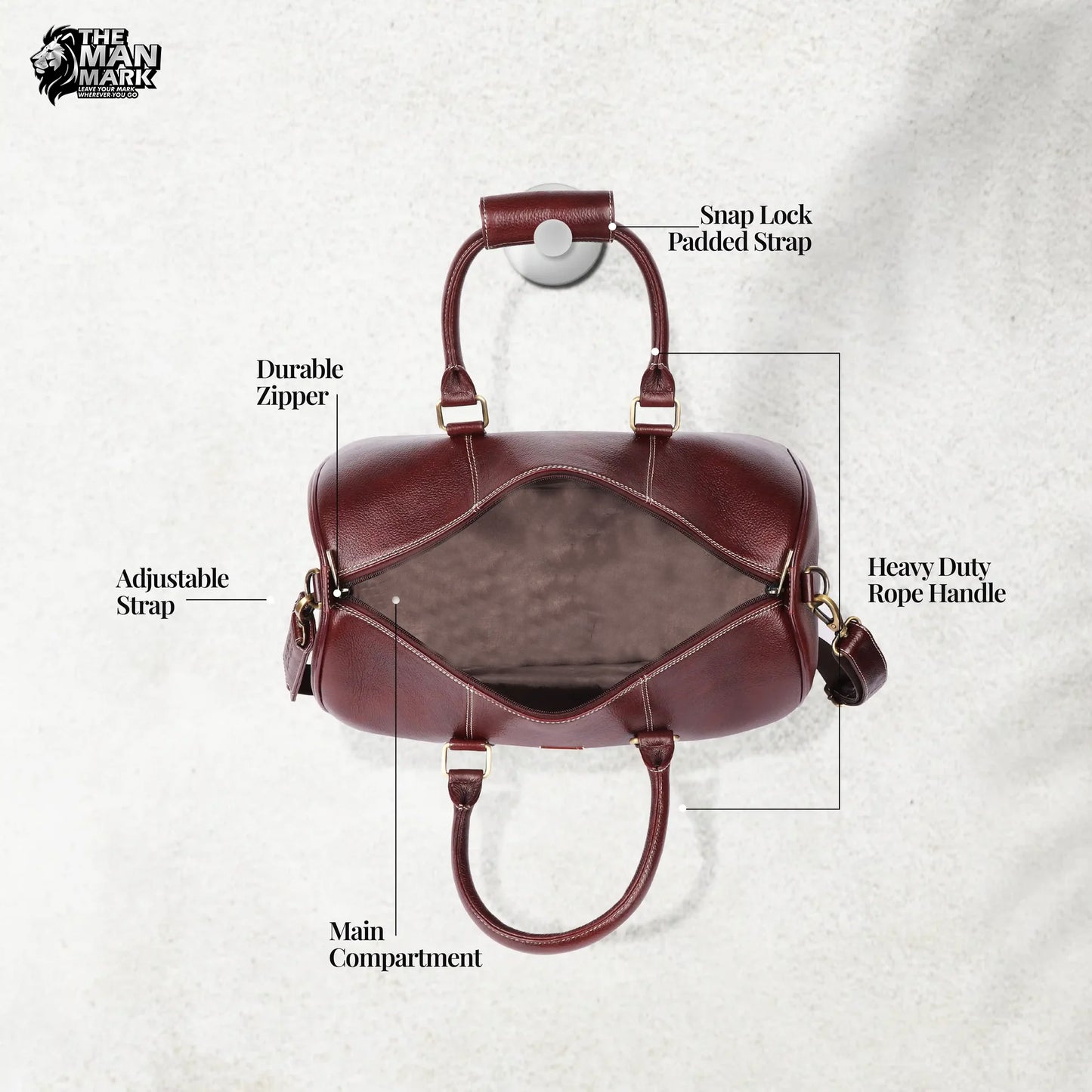 Duffle Bag for Travel - Genuine Leather Travel Bag for Luggage - Ideal Cabin Weekender Bag - Spacious, Stylish and Durable
