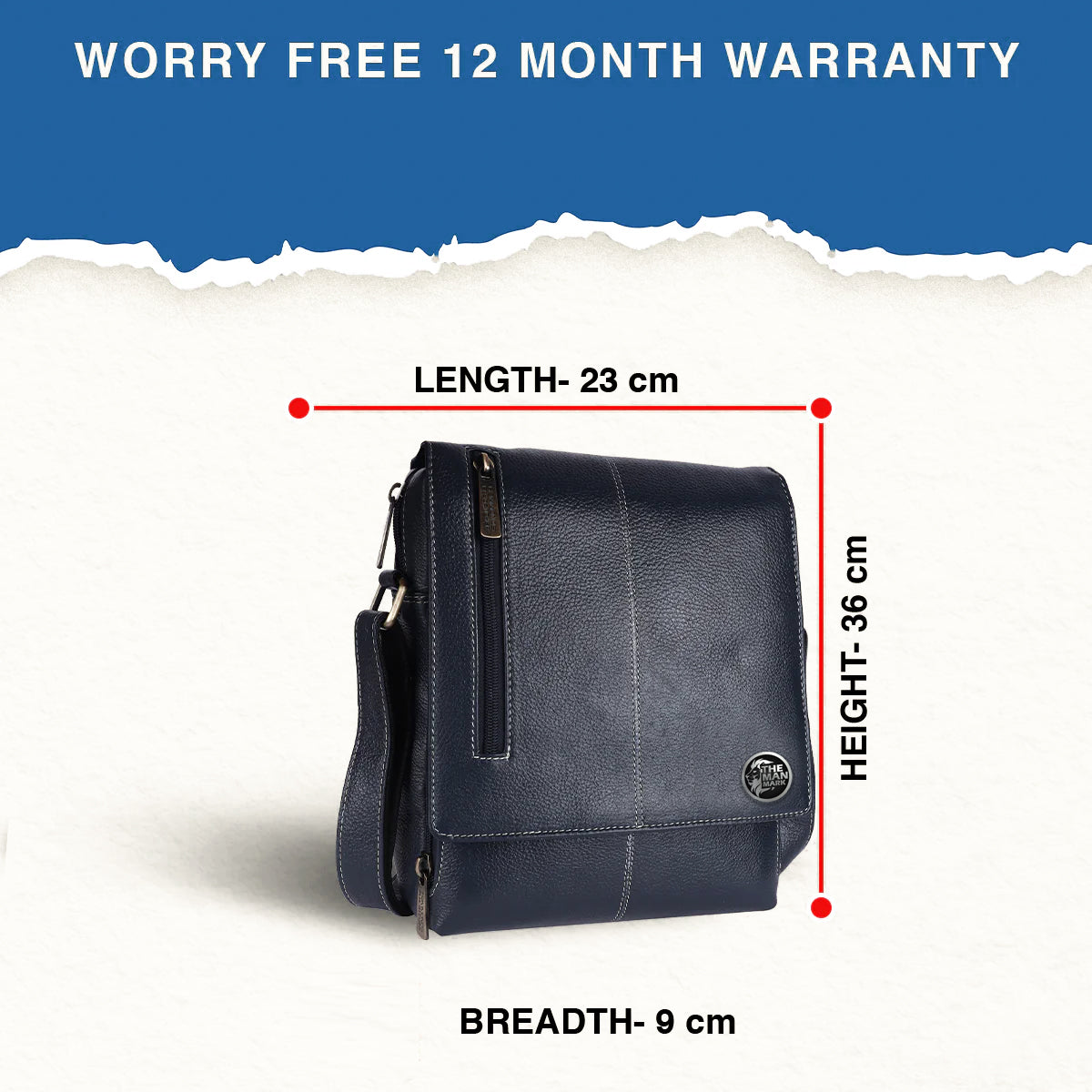 Premium Leather Sling Bag For Men - Adjustable Strap - 1 Year Warranty