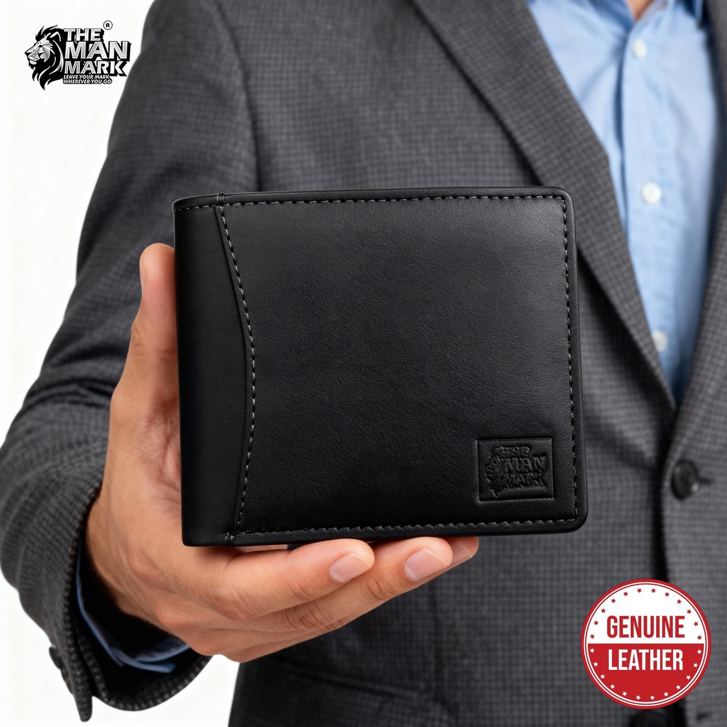 Classic Trio (Black) Pu Leather Wallet- 3 Card Slots, 2 Currency Pockets, 2 ID Window, RFID Protection - Perfect Gift for Birthday, Valentine's Day, Father's Day, Brother's Day, Anniversary, Rakhi, Diwali etc.