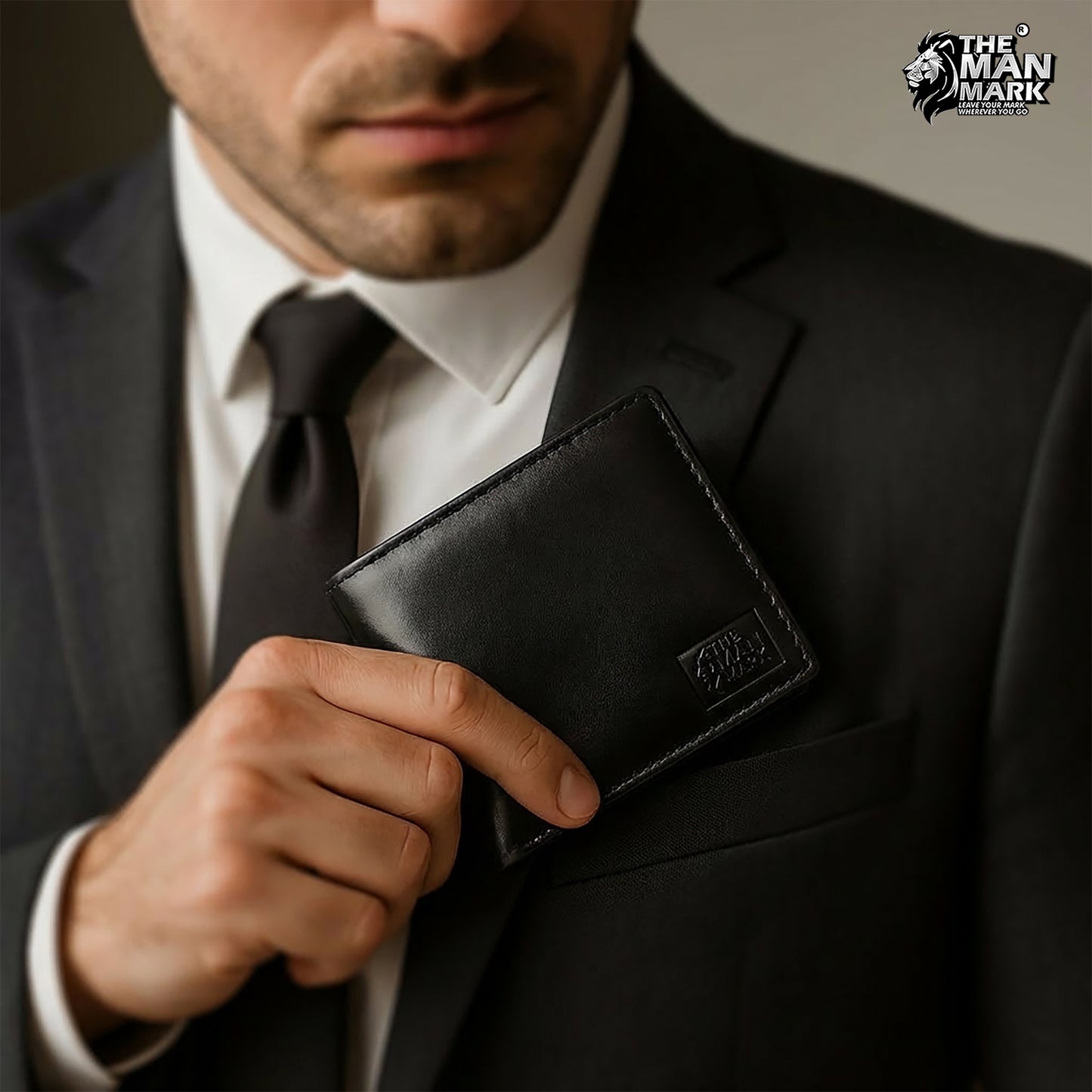 Black Executive Mark Premium Leather Wallet - 7 Card Slots, 2 Currency Pockets, RFID Protection - Perfect Gift for Birthday, Valentine's Day, Father's Day, Brother's Day, Anniversary, Rakhi, Diwali etc