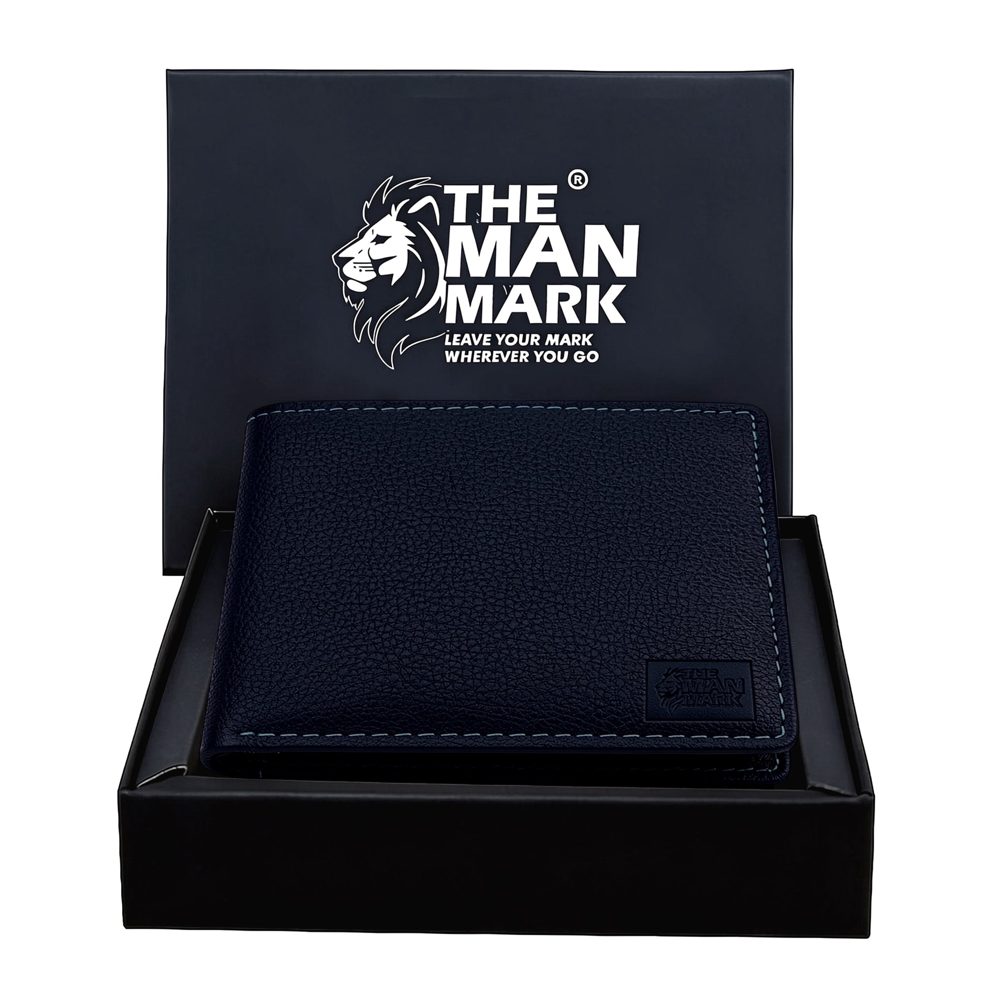 Blue Executive Mark  Premium Leather Wallet - 7 Card Slots, 2 Currency Pockets, RFID Protection - Perfect Gift for Birthday, Valentine's Day, Father's Day, Brother's Day, Anniversary, Rakhi, Diwali etc