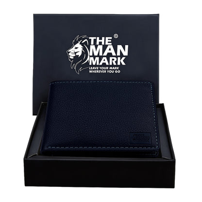 Blue Executive Mark  Premium Leather Wallet - 7 Card Slots, 2 Currency Pockets, RFID Protection - Perfect Gift for Birthday, Valentine's Day, Father's Day, Brother's Day, Anniversary, Rakhi, Diwali etc