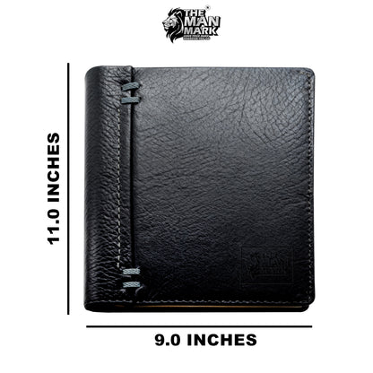 Signature (Black) Premium Leather Wallet - 12 Card Slots, 2 Currency Pockets, RFID Protection - Perfect Gift for Birthday, Valentine's Day, Father's Day, Brother's Day, Anniversary, Rakhi, Diwali etc