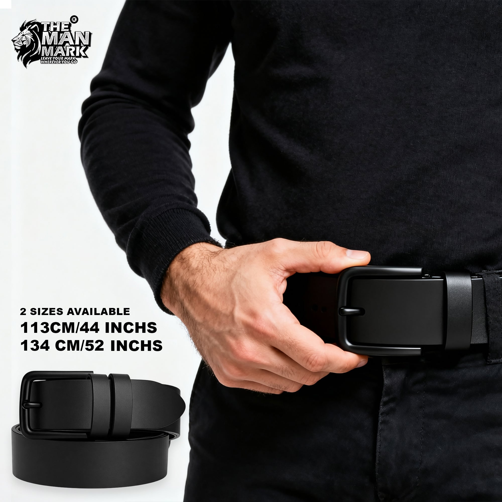 Black Executive Mark  Leather Wallet & Elite Office Belt Combo for Men