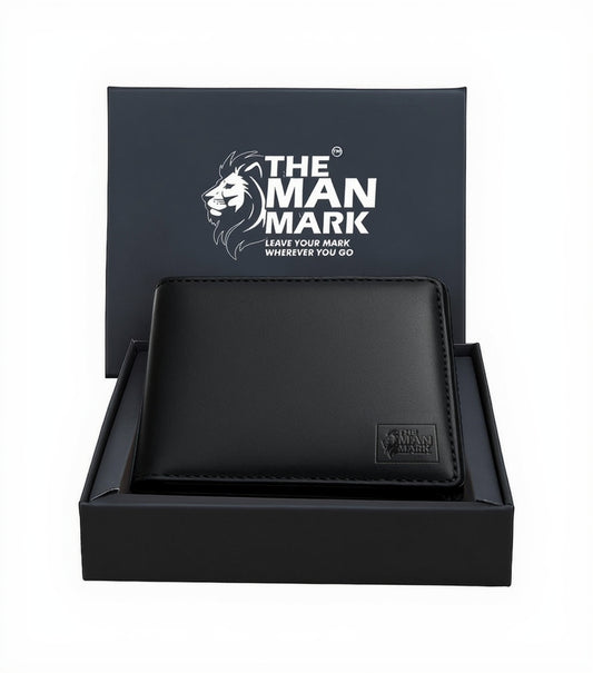 Black Executive Mark  Premium Leather Wallet - 7 Card Slots, 2 Currency Pockets, RFID Protection - Perfect Gift for Birthday, Valentine's Day, Father's Day, Brother's Day, Anniversary, Rakhi, Diwali etc