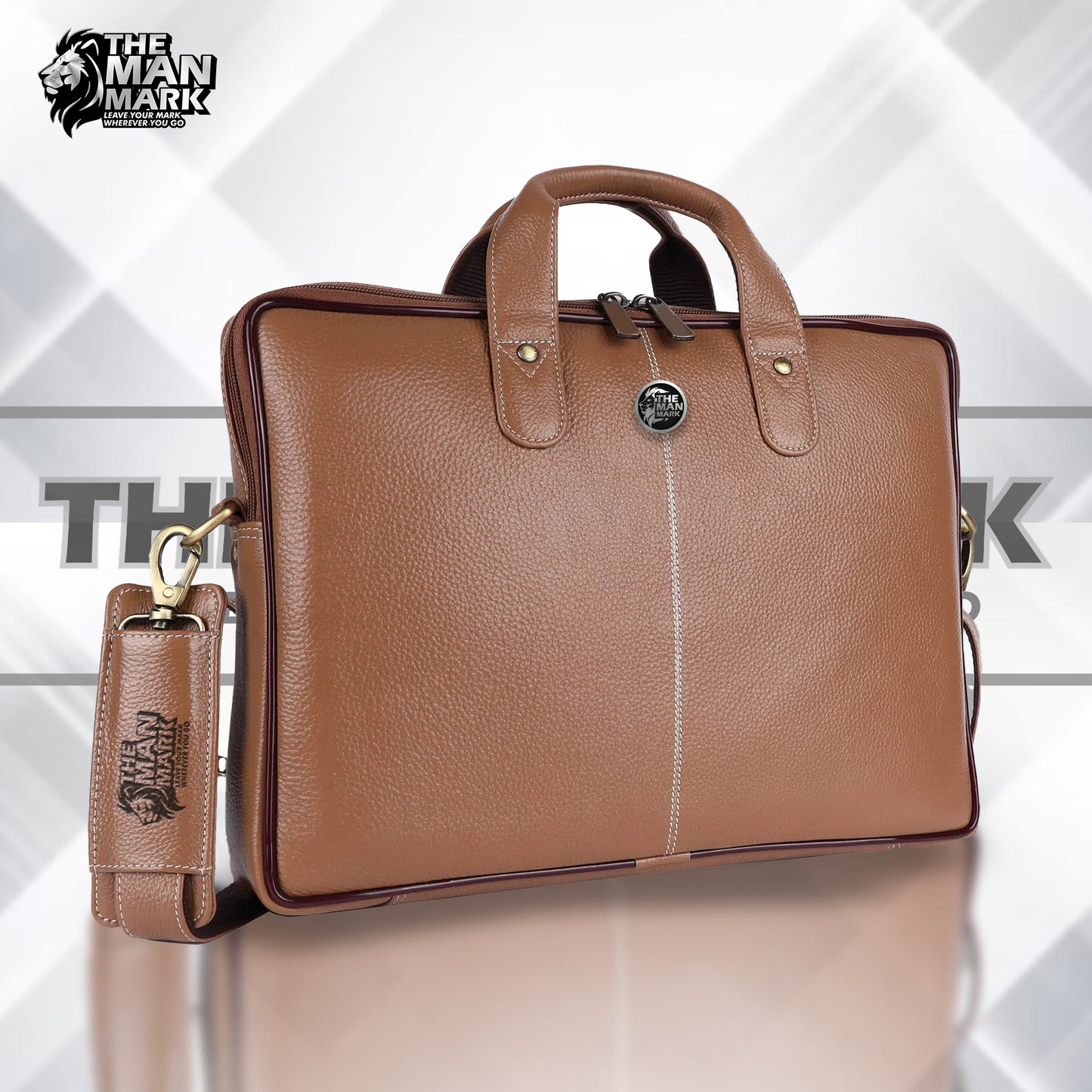 Office Bag for Men - Genuine Leather Laptop Bag - Fits Upto 14 Inch Laptop BagMacBook - 1 Year Warranty