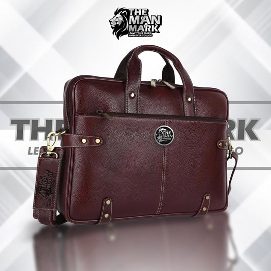 Leather Laptop Bag for Men - Fits Upto 16 Inch Laptop/MacBook - Premium Office Bag with 1 Year Warranty