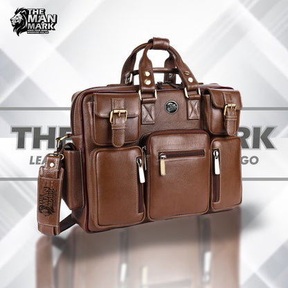 Premium Laptop Bag for Men - Office & Regulars Use - Genuine Leather - Fits for 14-16 Inch Laptops