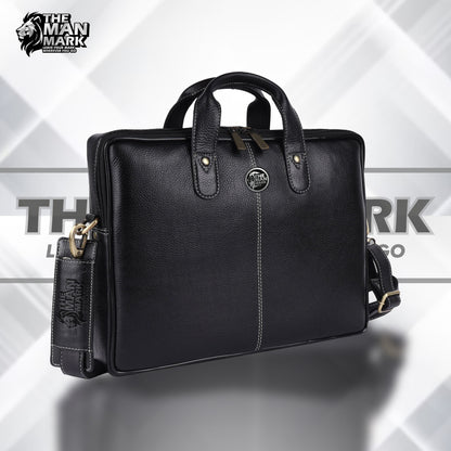 Office Bag for Men - Genuine Leather Laptop Bag - Fits Upto 14 Inch Laptop BagMacBook - 1 Year Warranty