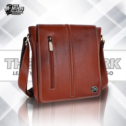 Premium Leather Stylish Mens Crossbody Bag - Adjustable Strap - 1 Year Warranty