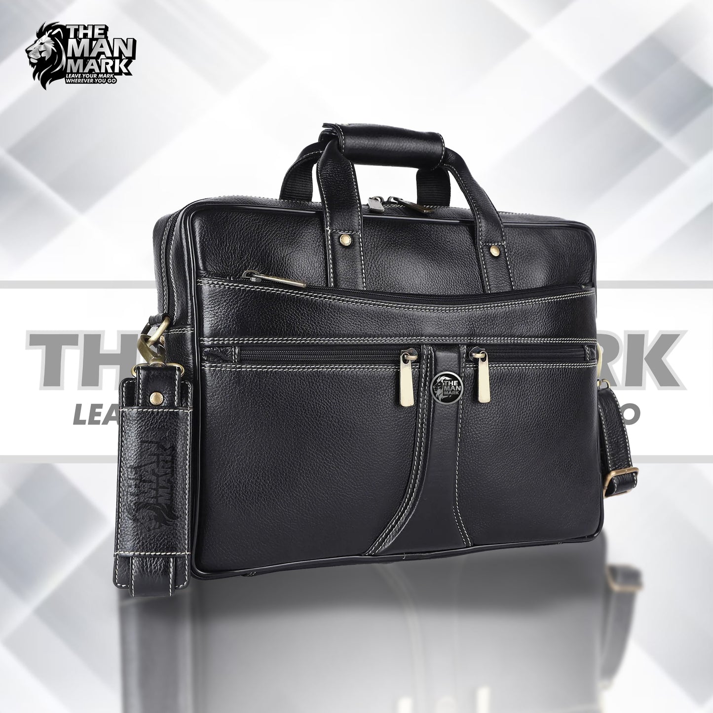 Leather Laptop Office Bag for Men - Messenger Shoulder Bag - Fits 1415.616 Inch Laptop