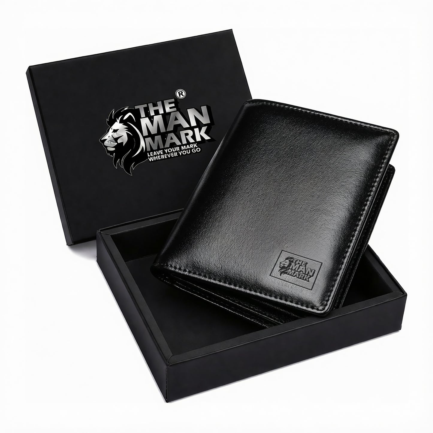 TRI - Fold (Black) Premium Leather Wallet for Men - 11 Card Slots, 2 Currency Pockets, 1 ID Window, RFID Protection - Perfect Gift for Birthday, Valentine's Day, Father's Day, Brother's Day, Anniversary, Rakhi, Diwali etc