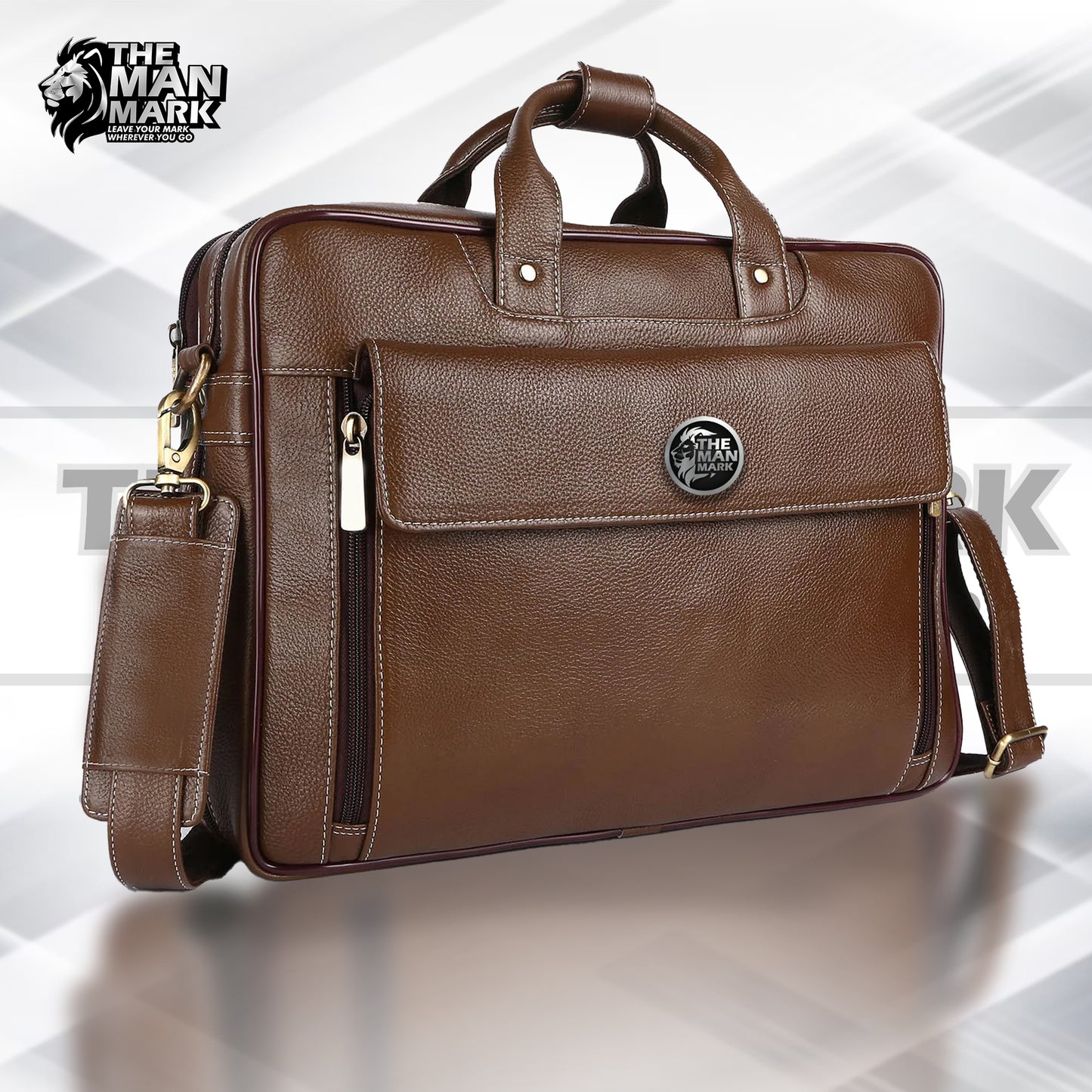 Genuine Leather Expandable Laptop Bag for Men with Adjustable Strap - Fits Upto 16 LaptopMacBook - 1 Year Warranty