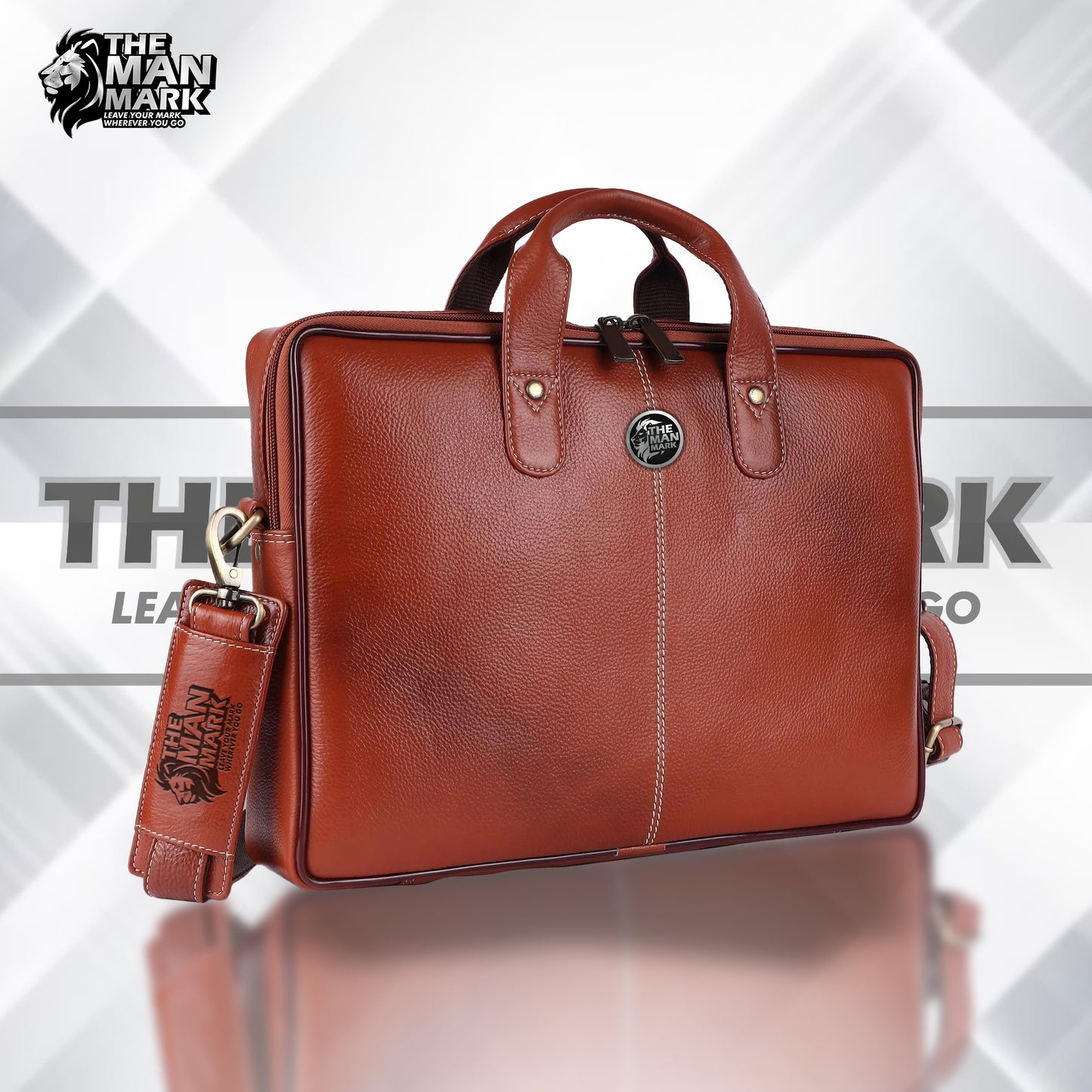 Office Bag for Men - Genuine Leather Laptop Bag - Fits Upto 14 Inch Laptop BagMacBook - 1 Year Warranty