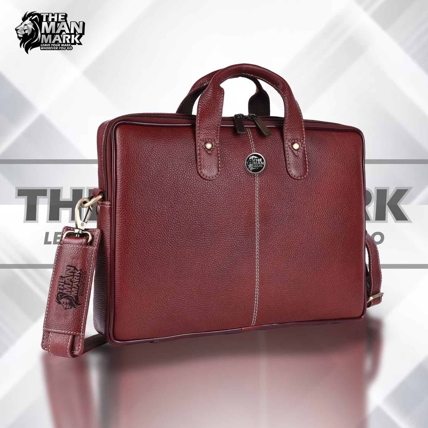 Office Bag for Men - Genuine Leather Laptop Bag - Fits Upto 14 Inch Laptop BagMacBook - 1 Year Warranty