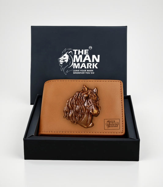 Golden Mustang Premium Leather Wallet - 4 Card Slots, 2 Currency Pockets, RFID Protection - Perfect Gift for Birthday, Valentine's Day, Father's Day, Brother's Day, Anniversary, Rakhi, Diwali etc
