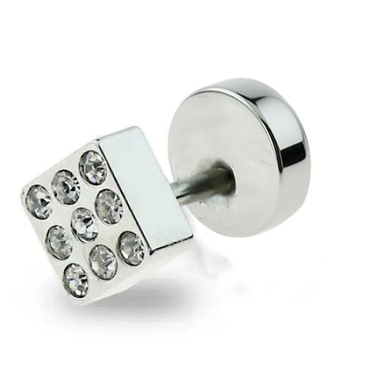 Square Crystal Stud Earring for Men