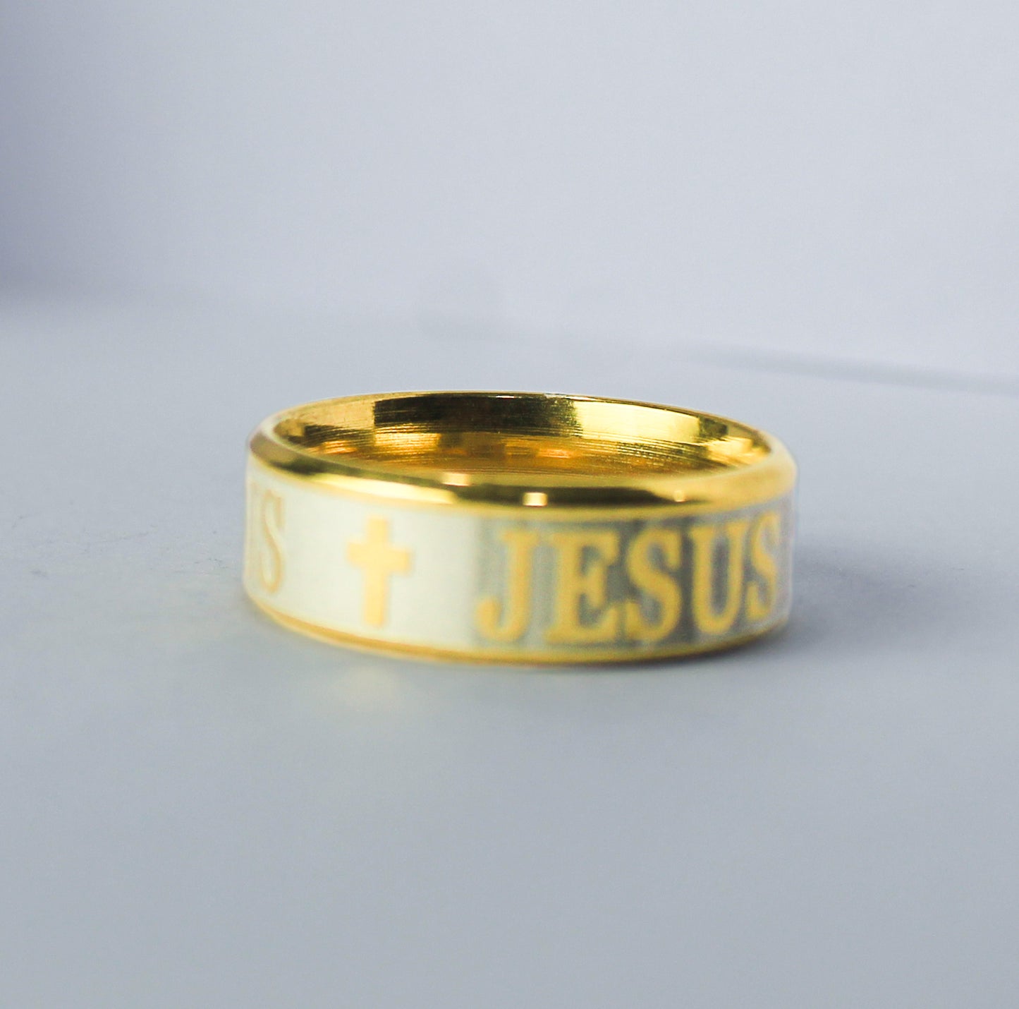 Jesus Cross Stainless Steel Ring (Gold)