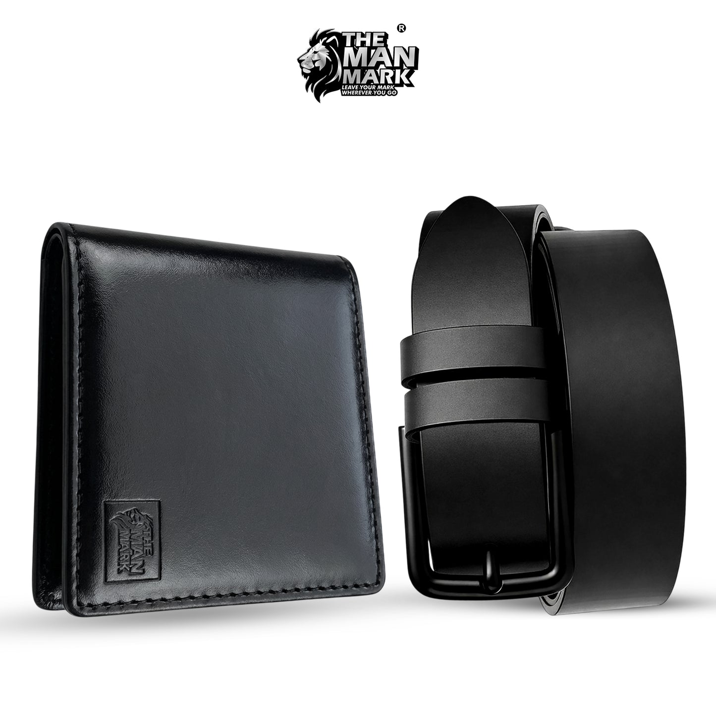 Black Executive Mark  Leather Wallet & Elite Office Belt Combo for Men