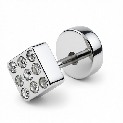 Square Crystal Stud Earring for Men