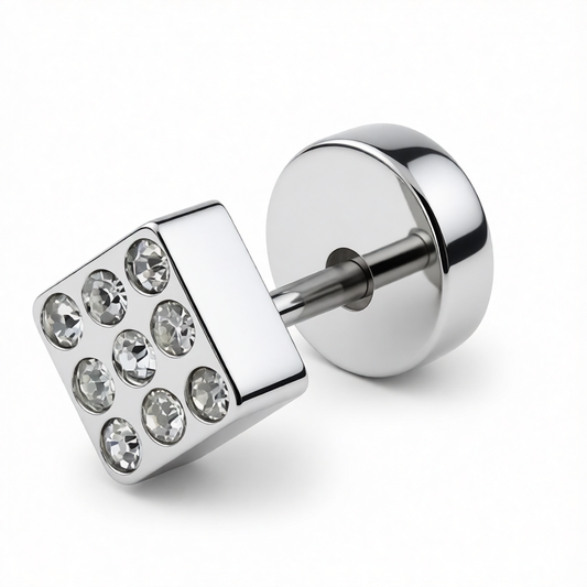 Square Crystal Stud Earring for Men