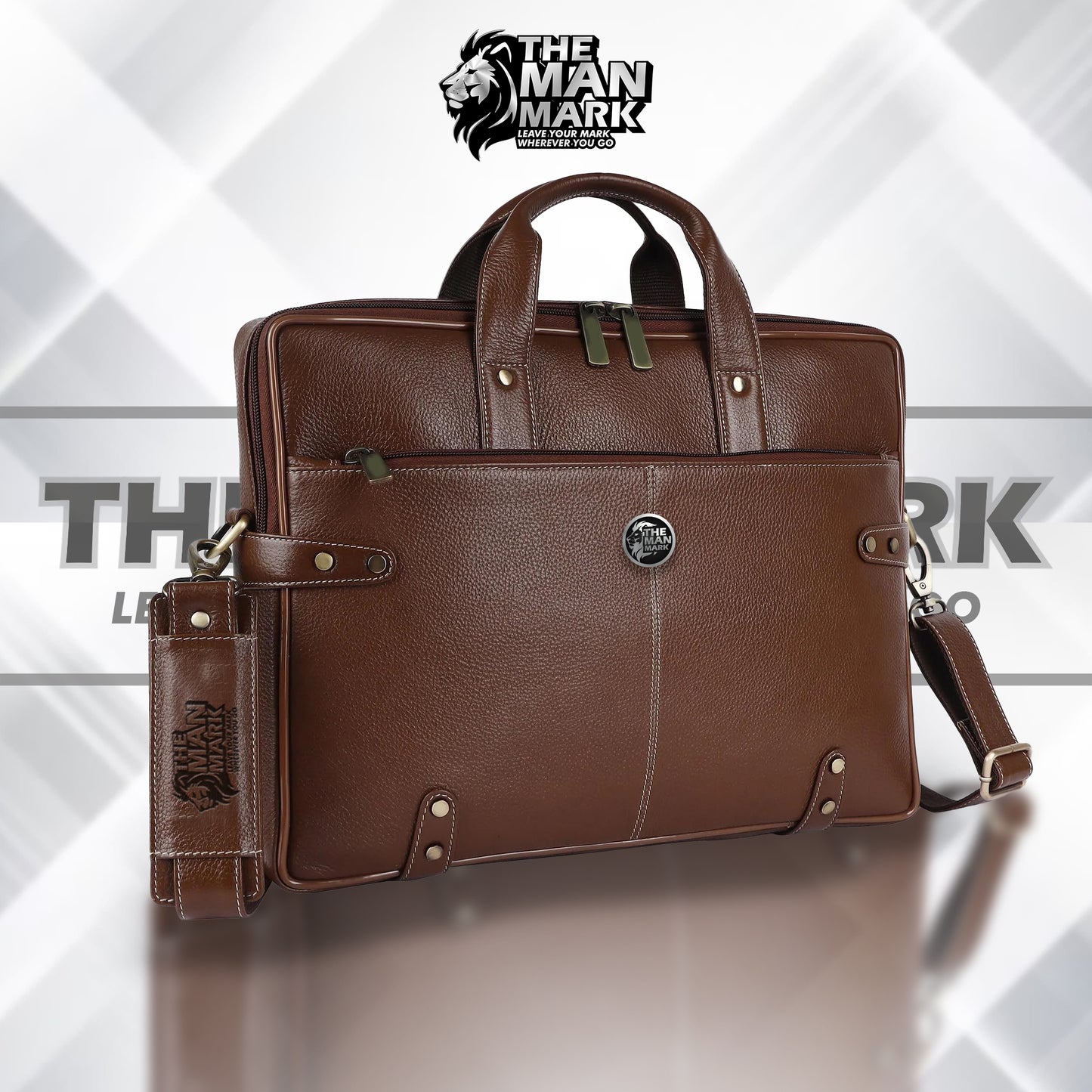 Leather Laptop Bag for Men - Fits Upto 16 Inch Laptop/MacBook - Premium Office Bag with 1 Year Warranty