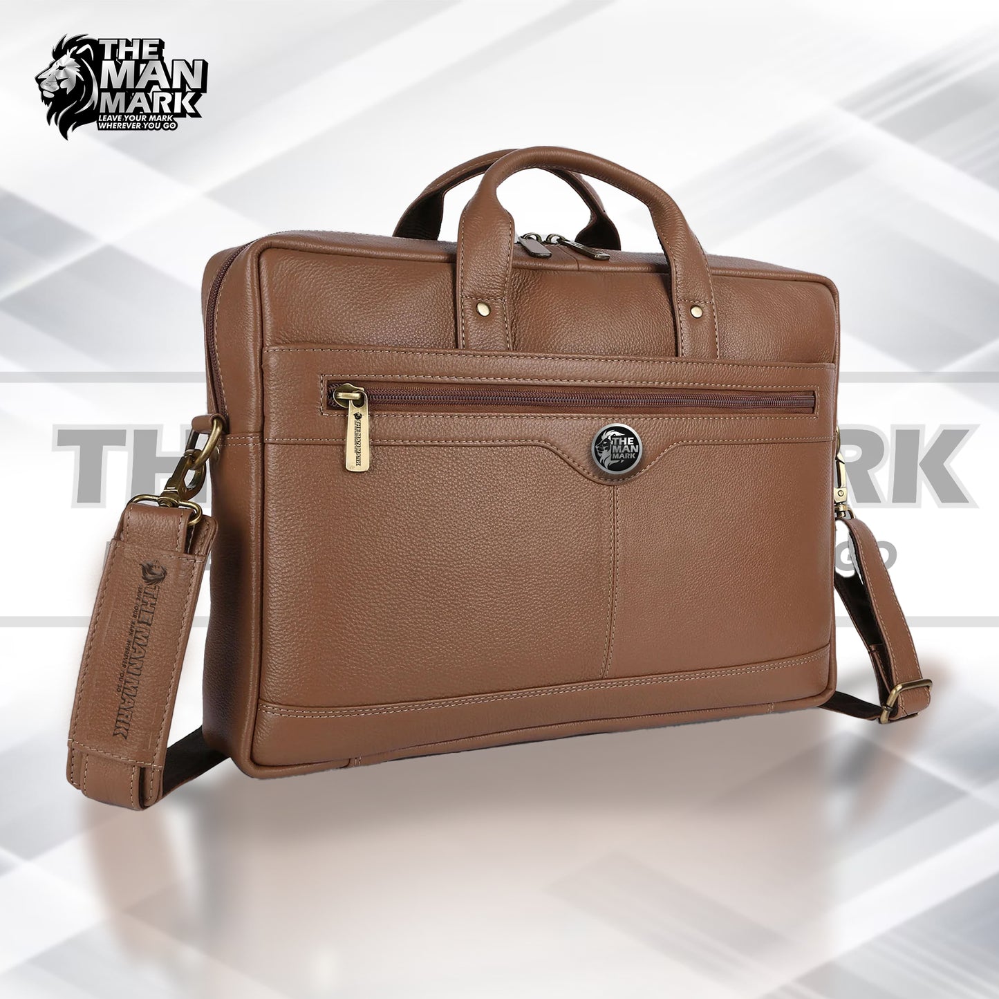 Laptop Bag for Men - Genuine Leather Office Bag with Multiple Compartments - Fits 14-16 Inch Laptop