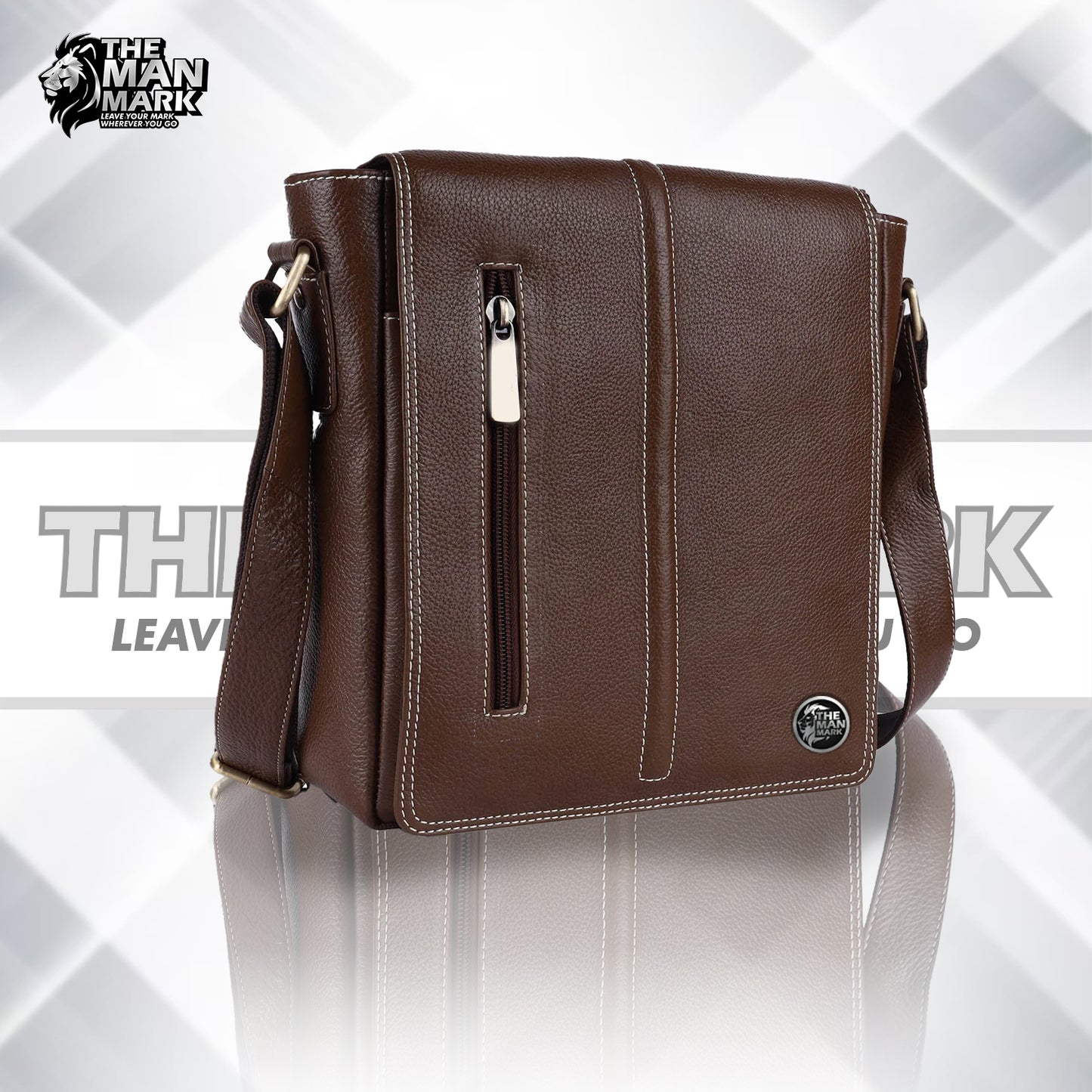 Premium Leather Stylish Mens Crossbody Bag - Adjustable Strap - 1 Year Warranty