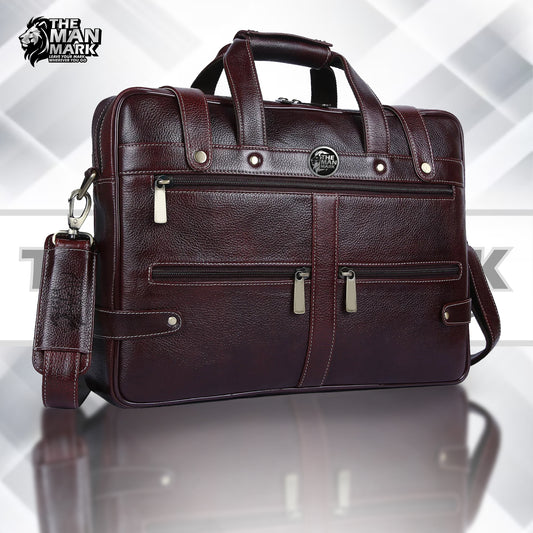 Branded Laptop Bag for Men - Genuine Leather - Fits Up to 16 Inch Laptop Mac Book - 1 Year Warranty