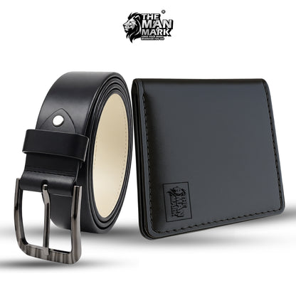Black Sentinel Leather Wallet & Professional Edge Belt Combo for Men