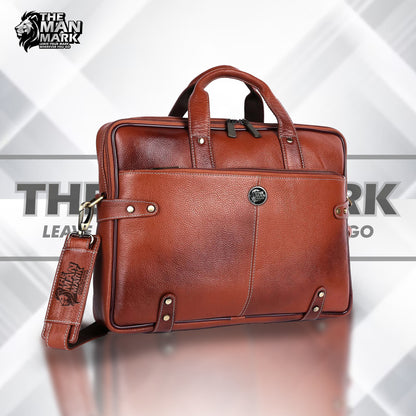 Leather Laptop Bag for Men - Fits Upto 16 Inch Laptop/MacBook - Premium Office Bag with 1 Year Warranty