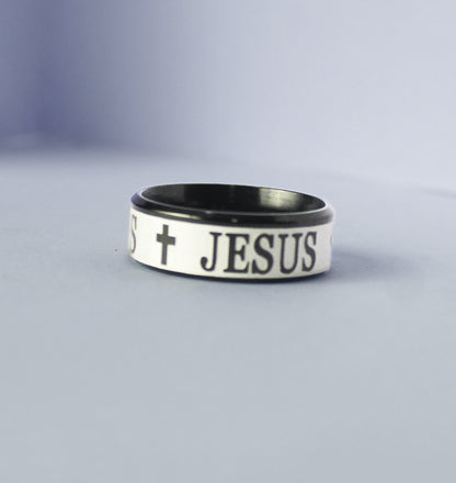 Jesus Cross Stainless Steel Ring (Black)