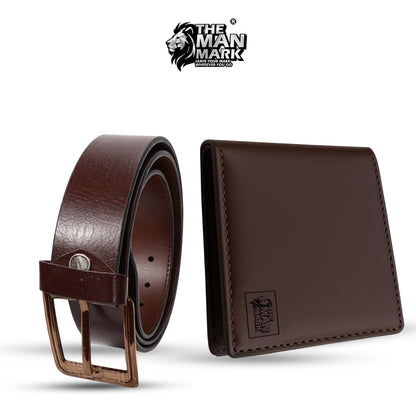 Executive Mark Leather  Wallet & Executive Line Belt Combo for Men