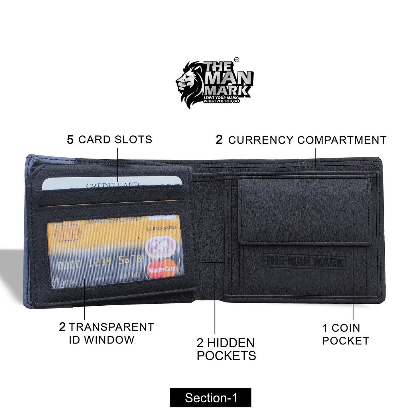 Dual Domain Premium Leather Wallet - 5 Card Slots, 2 Currency Pockets, RFID Protection - Perfect Gift for Birthday, Valentine's Day, Father's Day, Brother's Day, Anniversary, Rakhi, Diwali etc