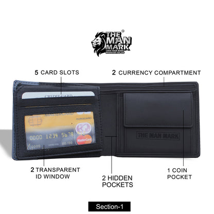 Dual Domain Premium Leather Wallet - 5 Card Slots, 2 Currency Pockets, RFID Protection - Perfect Gift for Birthday, Valentine's Day, Father's Day, Brother's Day, Anniversary, Rakhi, Diwali etc