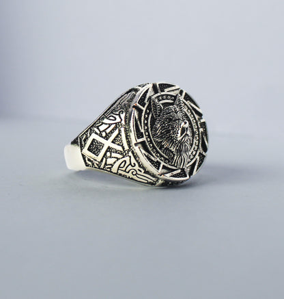 VIKING WARRIOR WOLF SILVER - COPPER Ring for Men & Boys