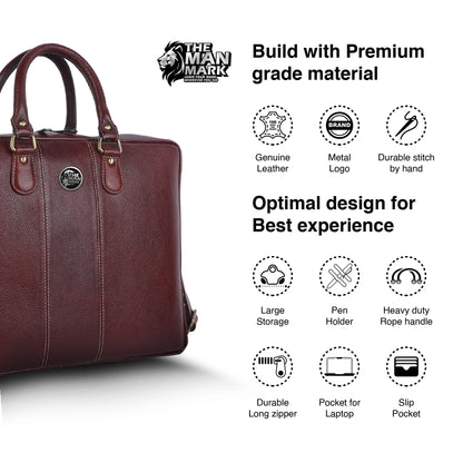 Laptop Shoulder Bag for Men- Genuine Leather Bag With Multiple Compartments- 1 Year Warranty