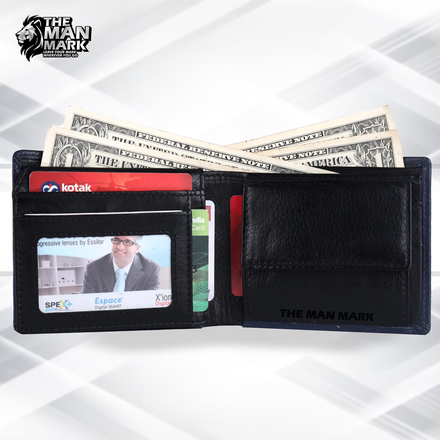 Men's Wallet - Genuine Leather Bifold Money Wallet with RFID Protection - Black Wallet for Men - 5 Card