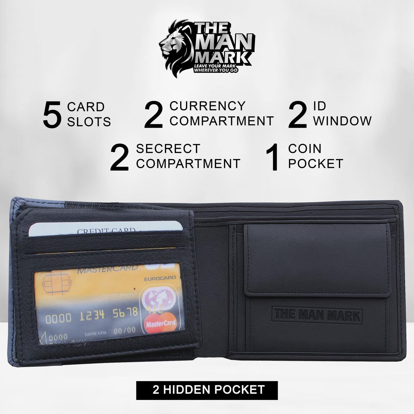 Dual Domain Premium Leather Wallet - 5 Card Slots, 2 Currency Pockets, RFID Protection - Perfect Gift for Birthday, Valentine's Day, Father's Day, Brother's Day, Anniversary, Rakhi, Diwali etc