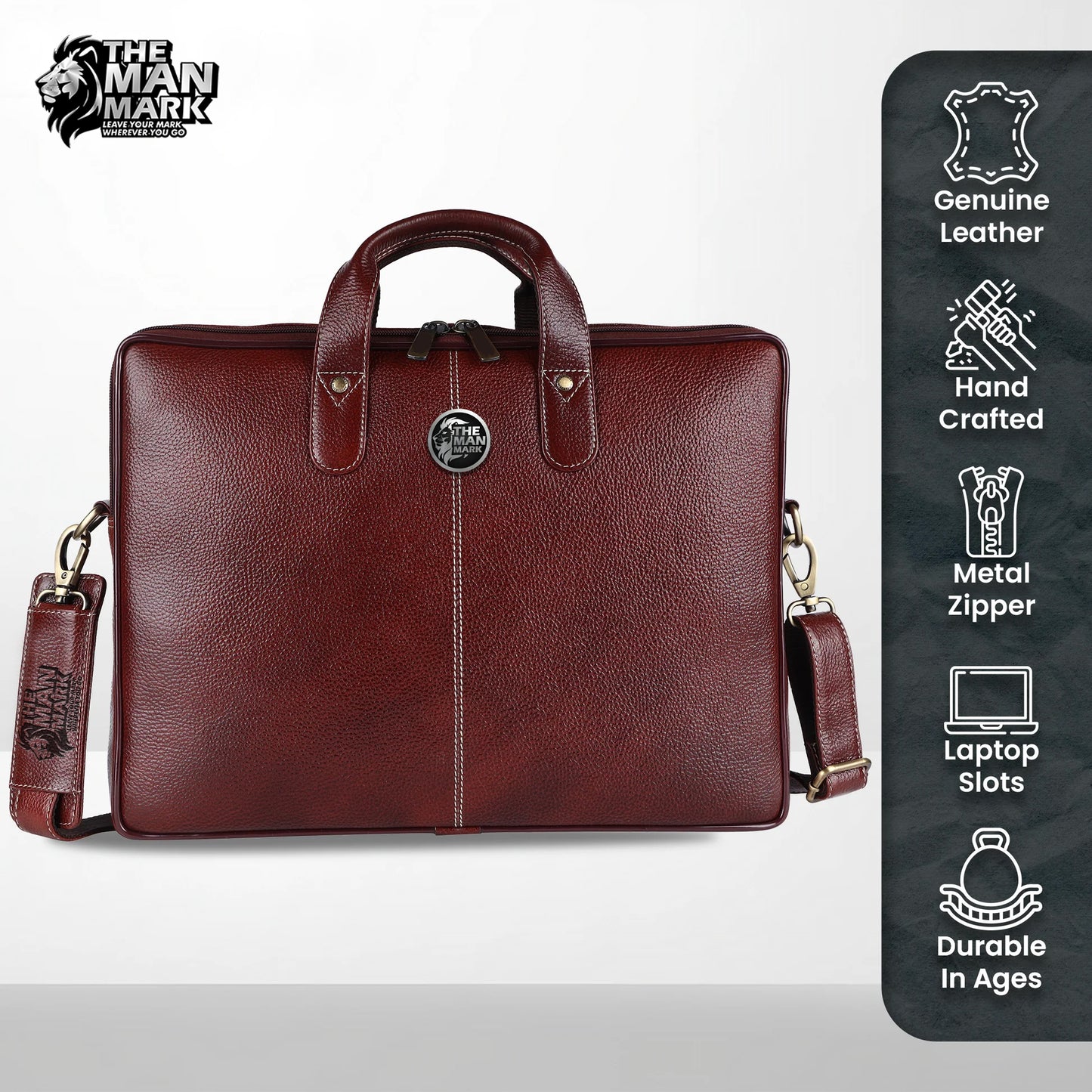 Genuine Leather Laptop Bag for Men - Office Bag - Fits Up to 14/15.6/16 Inch Laptop/MacBook