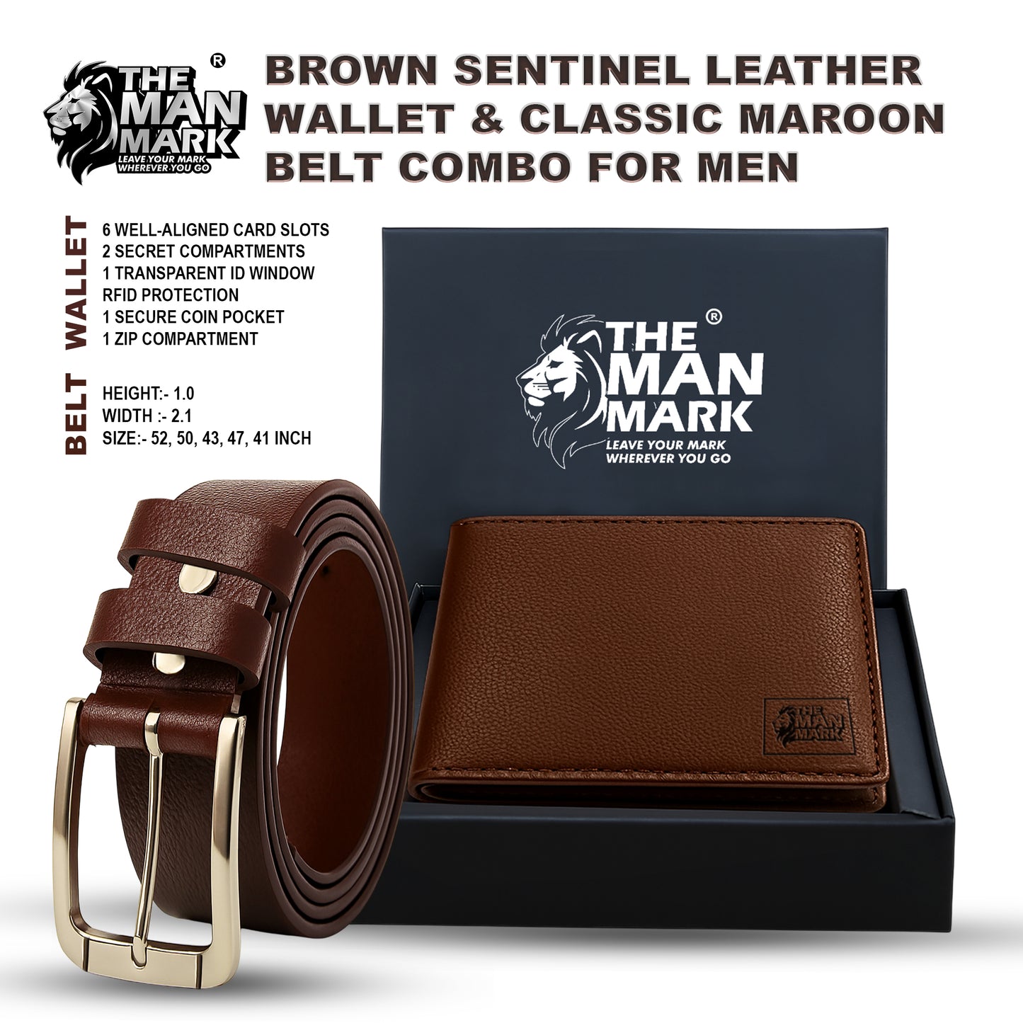 Brown Sentinel Leather Wallet & Classic Maroon Belt Combo for Men