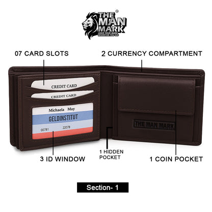 Executive Mark  Premium Leather Wallet - 7 Card Slots, 2 Currency Pockets, RFID Protection - Perfect Gift for Birthday, Valentine's Day, Father's Day, Brother's Day, Anniversary, Rakhi, Diwali etc