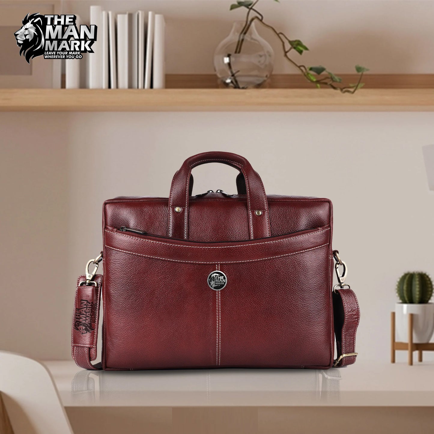 Leather Laptop Messenger Bag for Men with Multiple Compartments - Fits up to 16 Inch Laptop - 1 Year Warranty