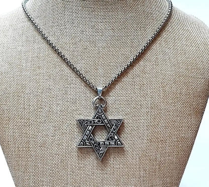 Retro Fashion Personality Hip Hop Hexagram Necklace Pendant European and American Men Accessories