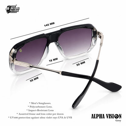 Alpha Vision Sunglasses for Men – Gold & Grey Color Combo Pack | UV400 Protection | Premium Square Frame | Lightweight Stylish Eyewear