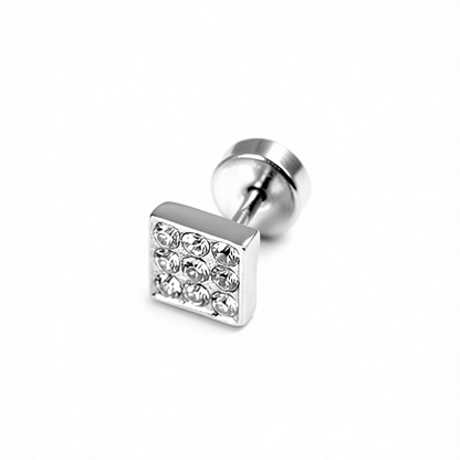 Square Crystal Stud Earring for Men